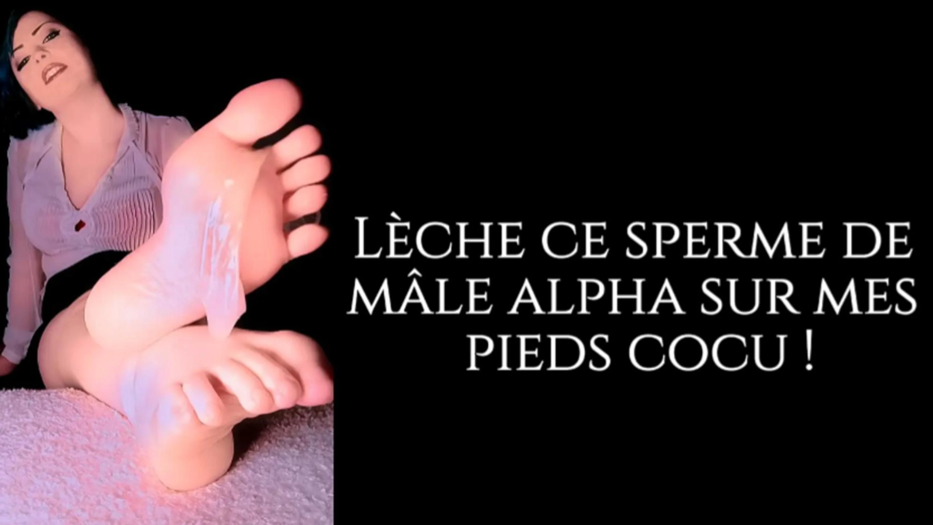 Photo de Lèche ce sperme de mâle alpha sur mes pieds cocu ! (FEMDOM)