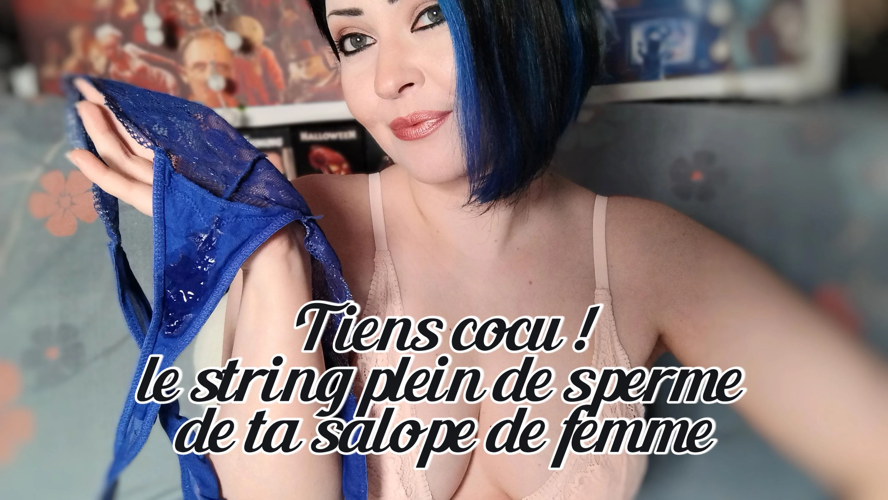 Photo de Tiens cocu ! le string plein de sperme de ta salope de femme (FEMDOM/FETISH)