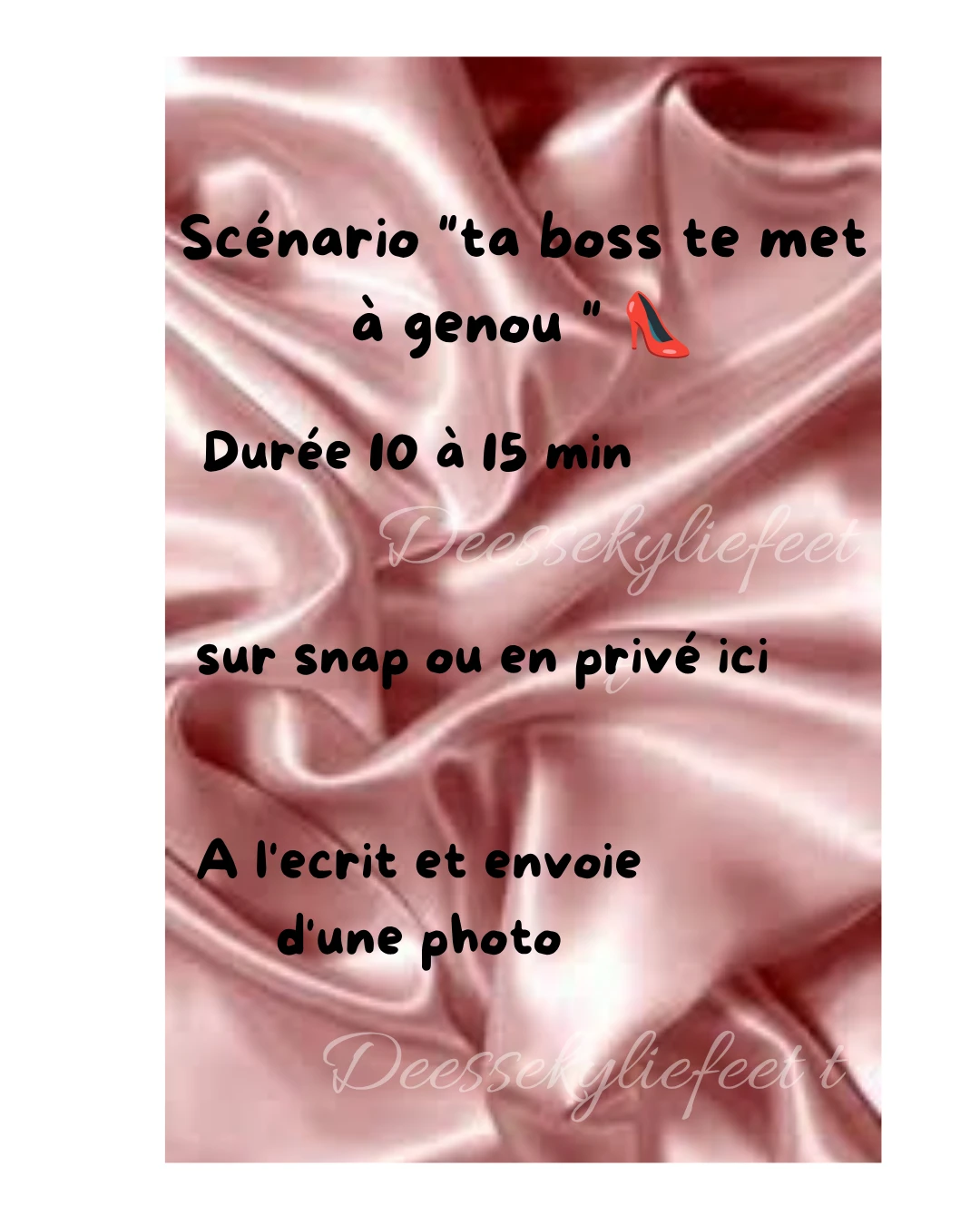 Photo de Scénario  écrit "ta boss te met à genou "