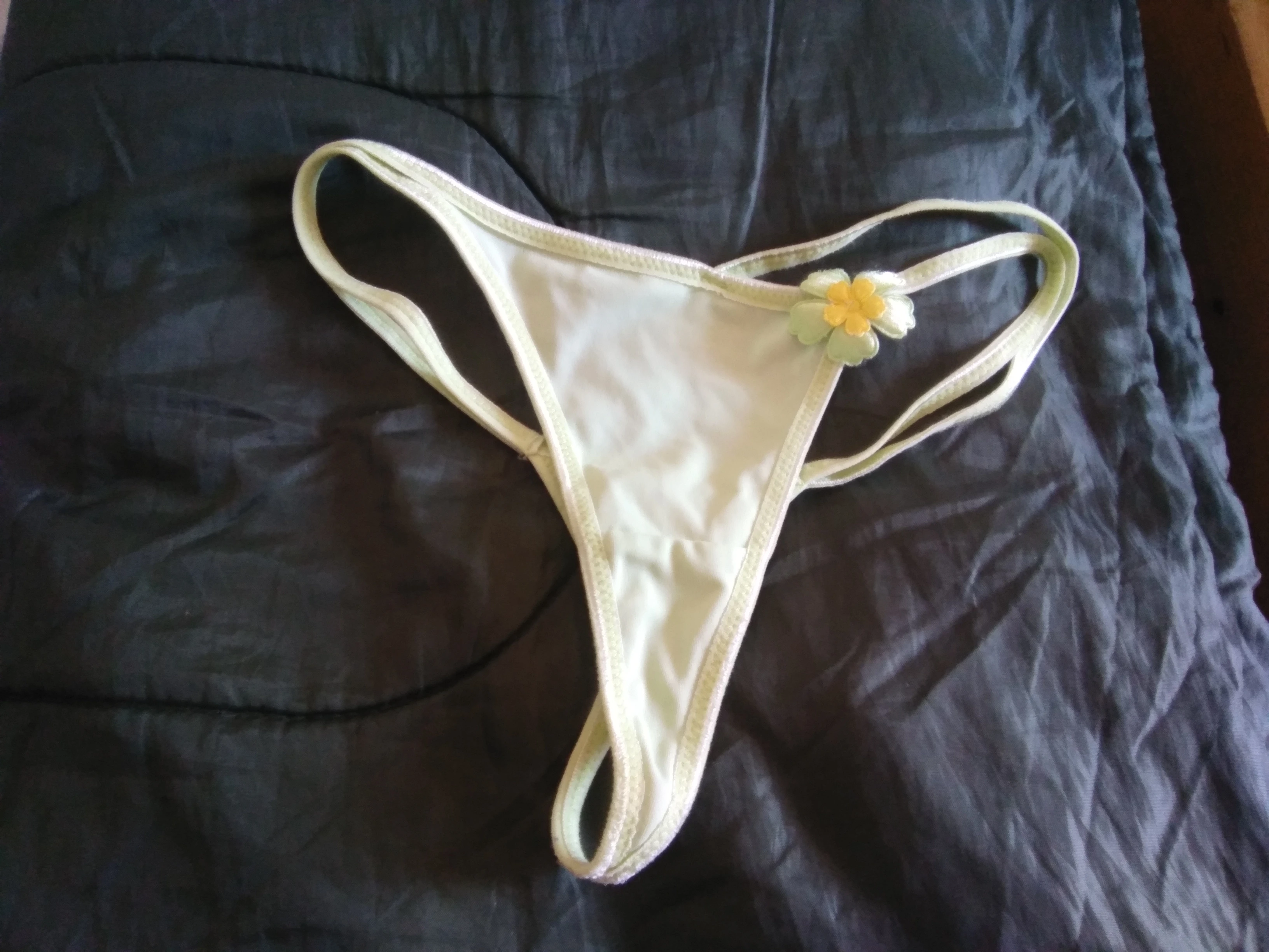 Photo de un petit string ficelle vert clair