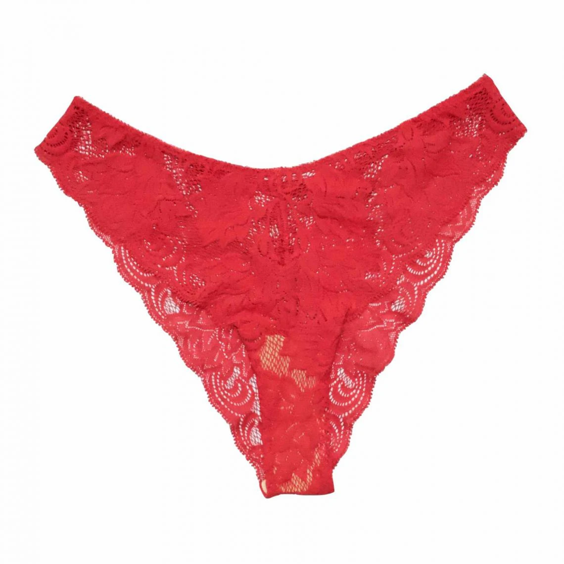 Photo de Culotte en dentelle rouge transparente portée 24h consécutives