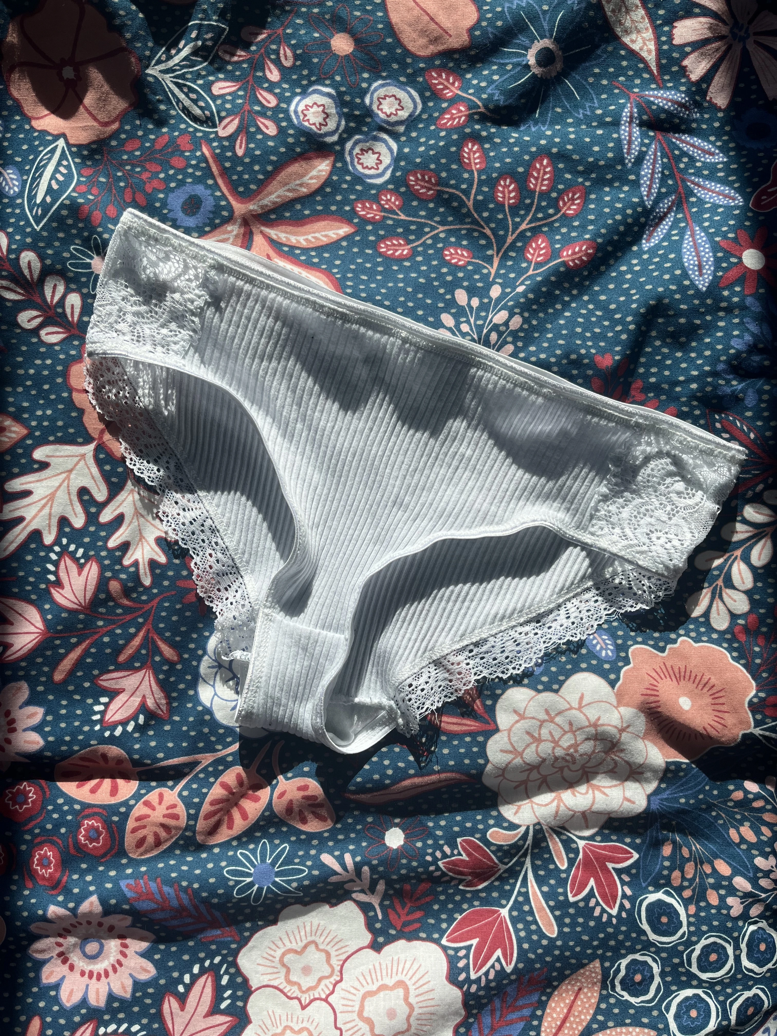 Photo de Culotte blanche coton et dentelle