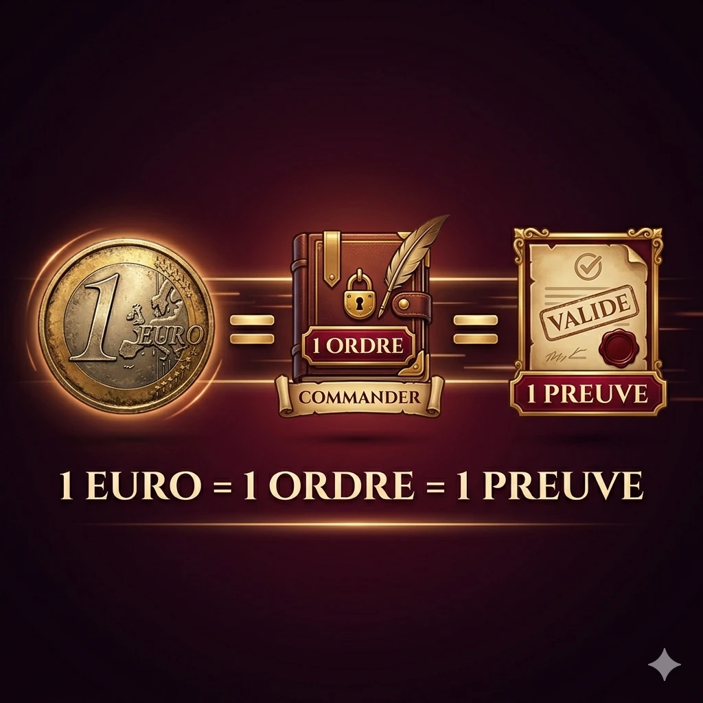 Photo de 1€ = 1 ordre = 1 preuve